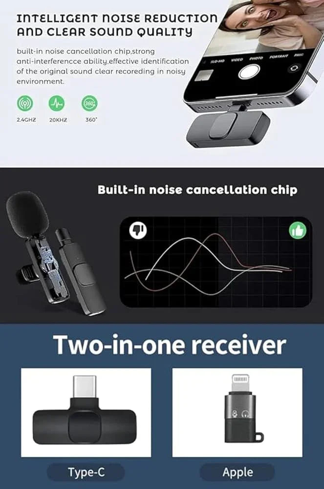k9 Microphone Wireless Lavalier(2 Pcs) - Mamofa Global Store