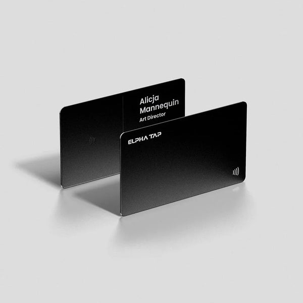 Sleek black ELPHA TAP contactless cards for Art Director, modern minimalist design