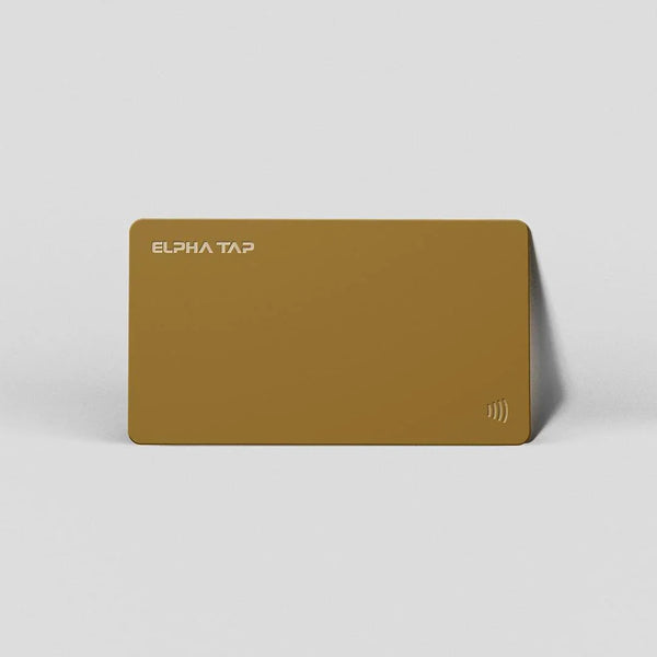 Gold ELPHA TAP contactless payment card with wireless symbol, sleek modern design