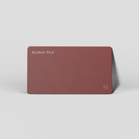 ELPHA TAP contactless payment card in matte red with wireless symbol, sleek modern design