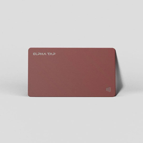 ELPHA TAP contactless payment card in matte red with wireless symbol, sleek modern design