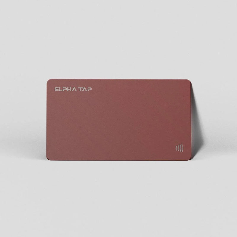 ELPHA TAP contactless payment card in matte red with wireless symbol, sleek modern design
