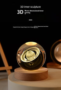 3D Luminous Crystal Ball Night Light | Laser Engraved Projection Ambience Lamp