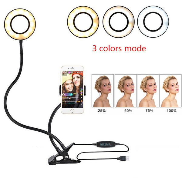 Mini LED Selfie Ring Light with Stand | Portable Desktop Makeup & Live Stream Lamp