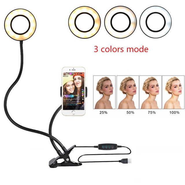 Mini LED Selfie Ring Light with Stand | Portable Desktop Makeup & Live Stream Lamp