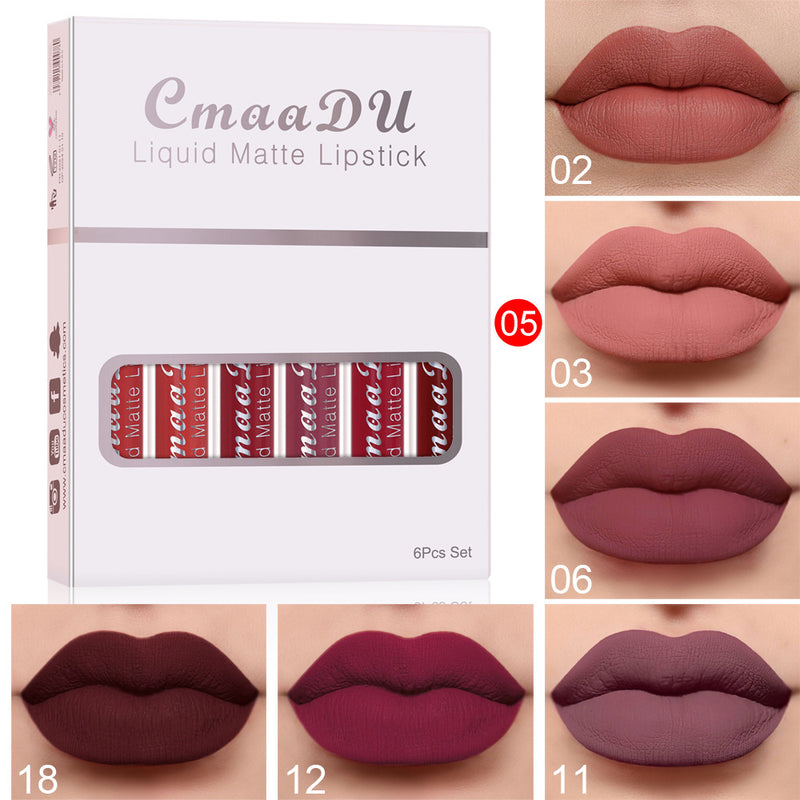 6-Piece Matte Liquid Lipstick Set | Long-Lasting Waterproof Non-Stick Cup Lip Stain