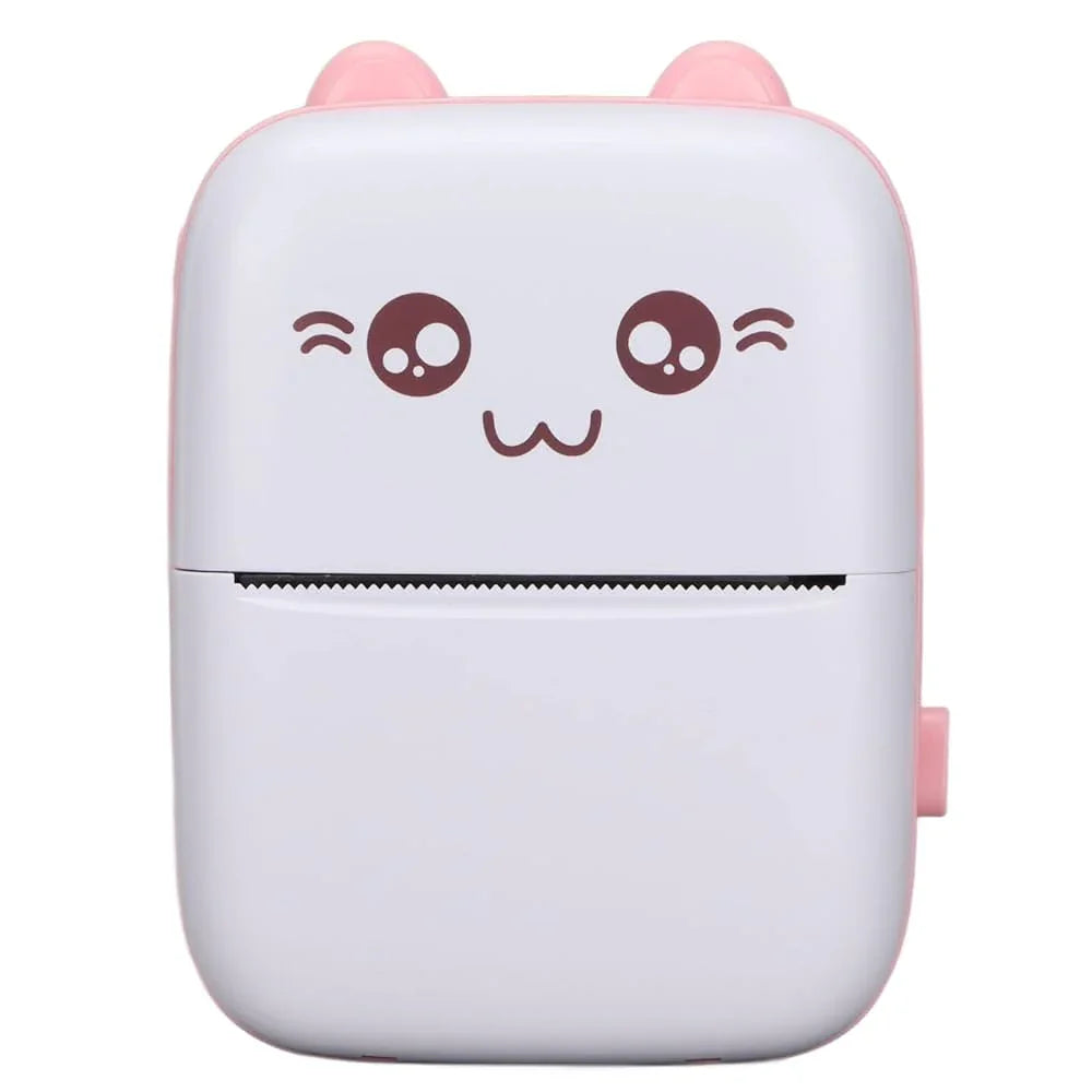 Cute cat-shaped portable paper cutter with pink ears and smiley face, ideal for crafts and office use