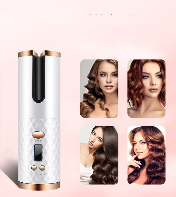 Rechargeable Automatic Hair Curler | Cordless Rotating Ceramic Waves Styler