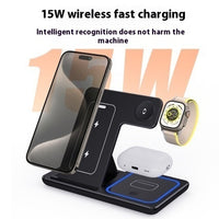 3-in-1 Foldable Fast Wireless Charger Stand | 15W LED Desk Charging Station