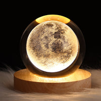 3D Luminous Crystal Ball Night Light | Laser Engraved Projection Ambience Lamp