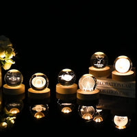 3D Luminous Crystal Ball Night Light | Laser Engraved Projection Ambience Lamp