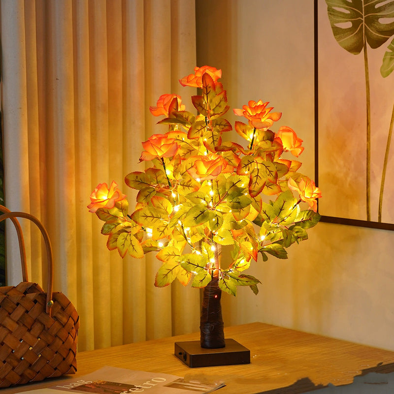 Aesthetic LED Green Leaf Tree Lamp | Fairy Light Bonsai Table Night Light