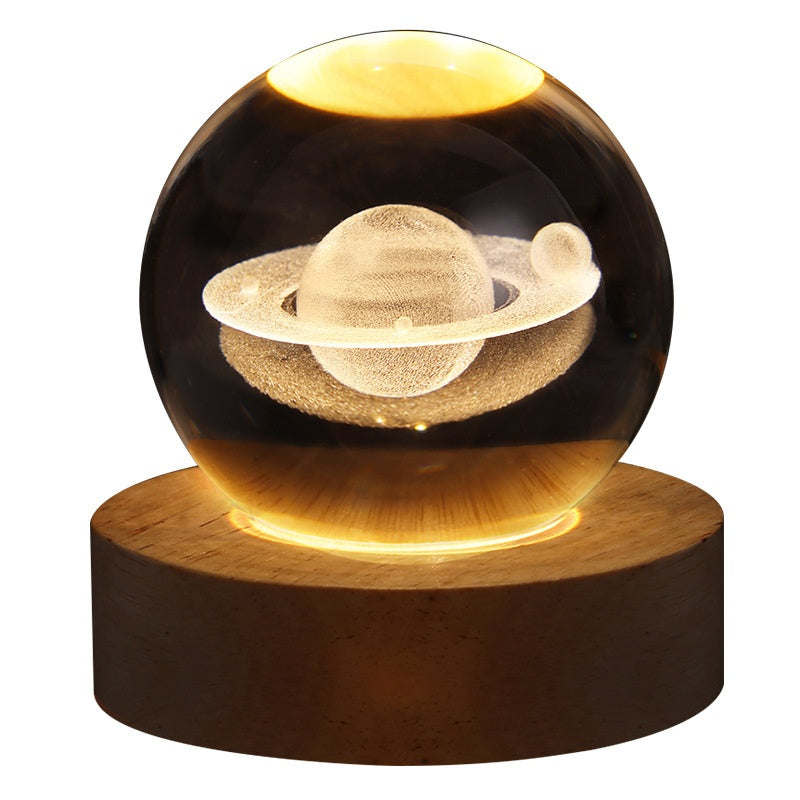 3D Luminous Crystal Ball Night Light | Laser Engraved Projection Ambience Lamp