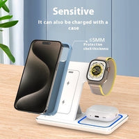3-in-1 Foldable Fast Wireless Charger Stand | 15W LED Desk Charging Station
