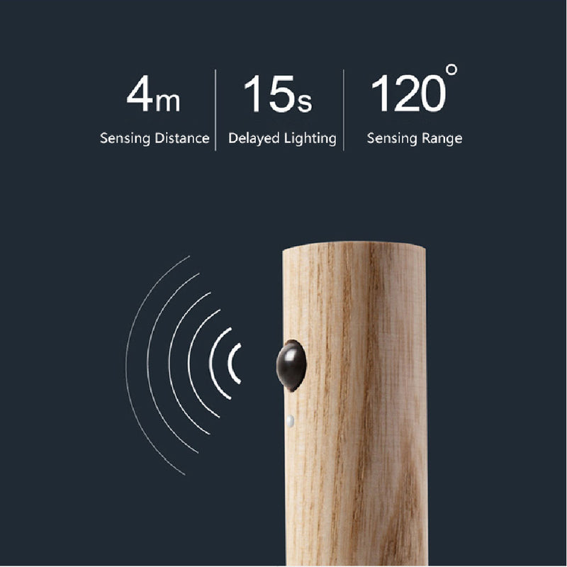 Magnetic Wooden Wireless LED Night Light | USB Rechargeable Motion Sensor Wall Lamp