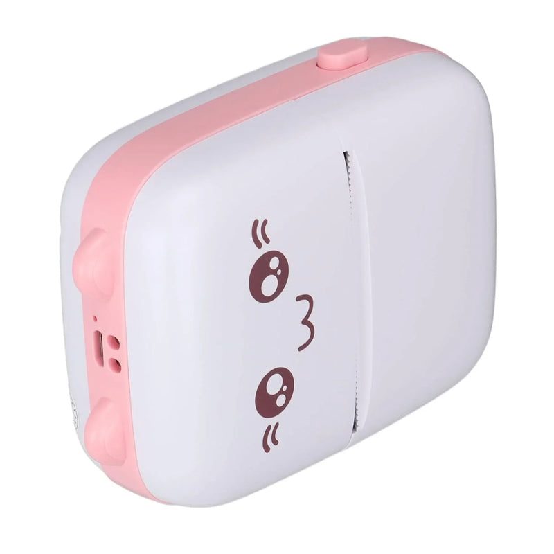 Pink and white portable baby bottle warmer with cute face design, compact travel-friendly heater