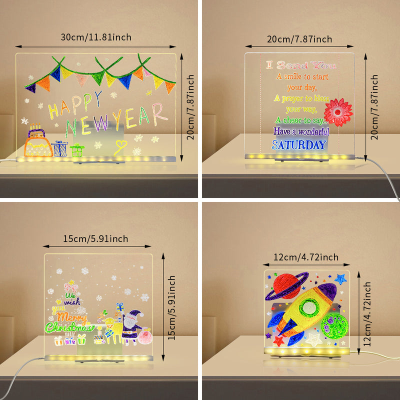 LED Acrylic Quick-Dry Message Board | Erasable Luminous DIY Drawing Night Light