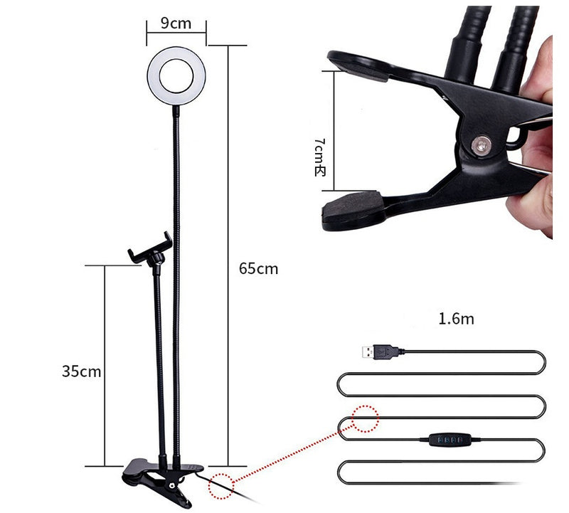 Mini LED Selfie Ring Light with Stand | Portable Desktop Makeup & Live Stream Lamp