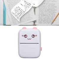 Cute cat-faced portable mini printer for notes and math equations, perfect for students and office use