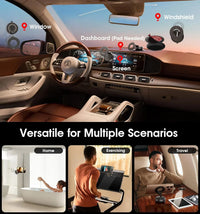 Versatile car phone mount for windshield, window, dashboard & screen; ideal for home, exercise, travel use