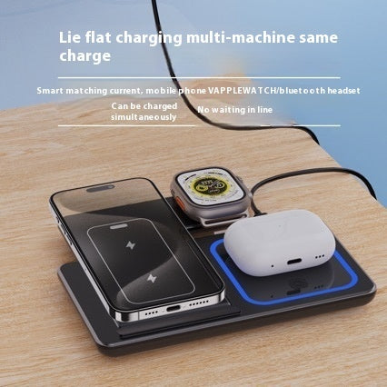 3-in-1 Foldable Fast Wireless Charger Stand | 15W LED Desk Charging Station