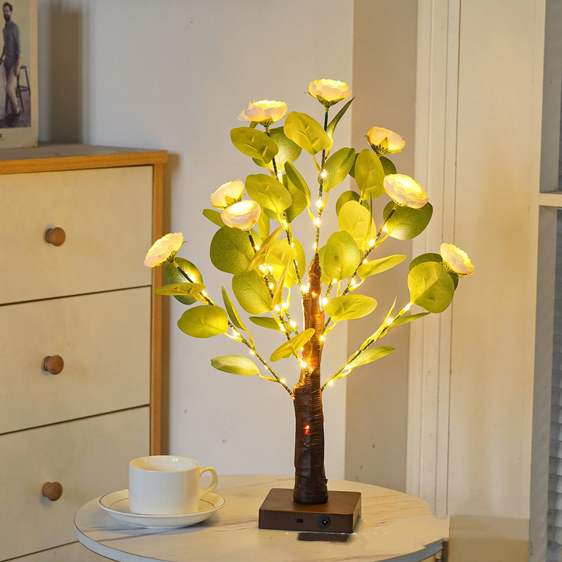 Aesthetic LED Green Leaf Tree Lamp | Fairy Light Bonsai Table Night Light