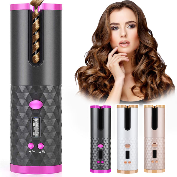 Rechargeable Automatic Hair Curler | Cordless Rotating Ceramic Waves Styler