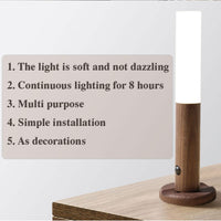 Magnetic Wooden Wireless LED Night Light | USB Rechargeable Motion Sensor Wall Lamp