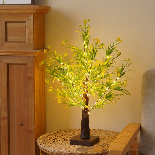 Aesthetic LED Green Leaf Tree Lamp | Fairy Light Bonsai Table Night Light