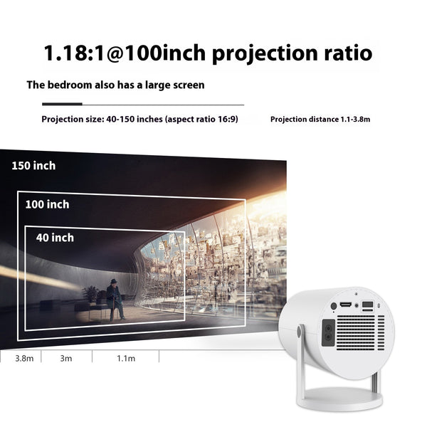 Portable Home Cinema Smart Projector | 180° Rotating Auto-Focus HD Video Projector